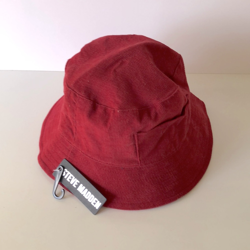 STEVE MADDEN bucket hat corduroy wine red side pocket BNWT